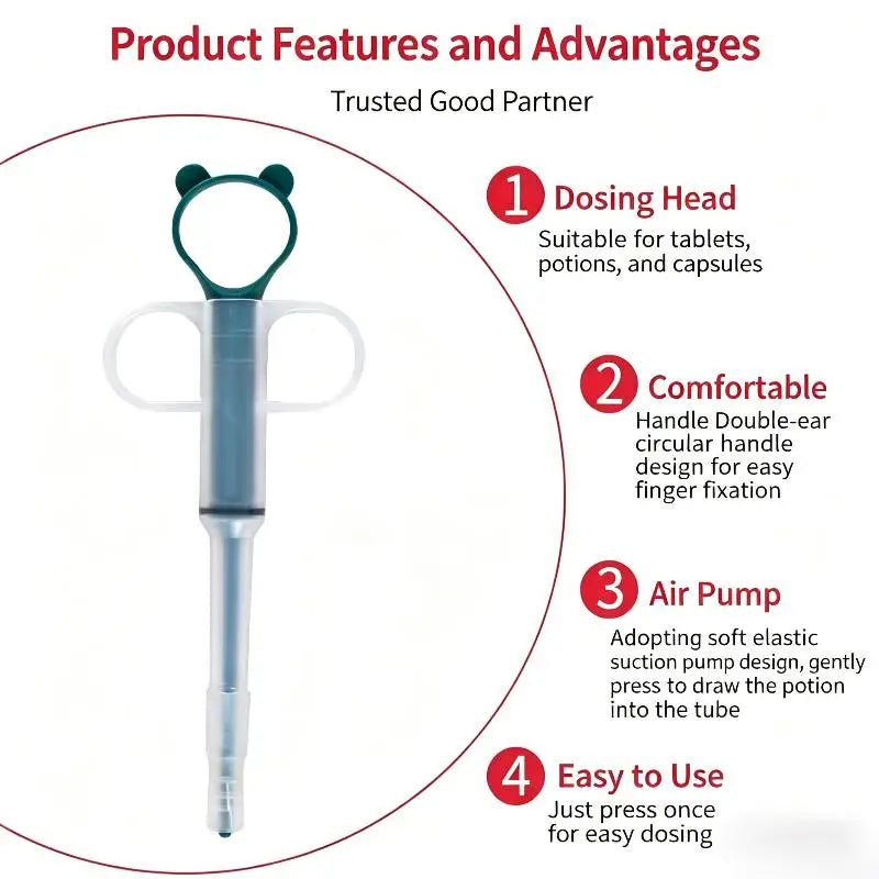 Pet Pill Dispenser Soft Silicone Tip – Cat & Dog Medicine Tool