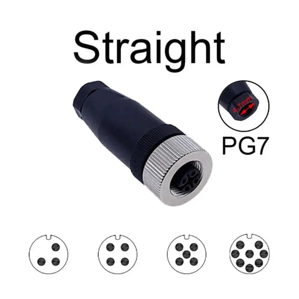 M12 Sensor Connector Male Female PG7 Screw Threaded Aviation Plug Sensor Connector Nixie