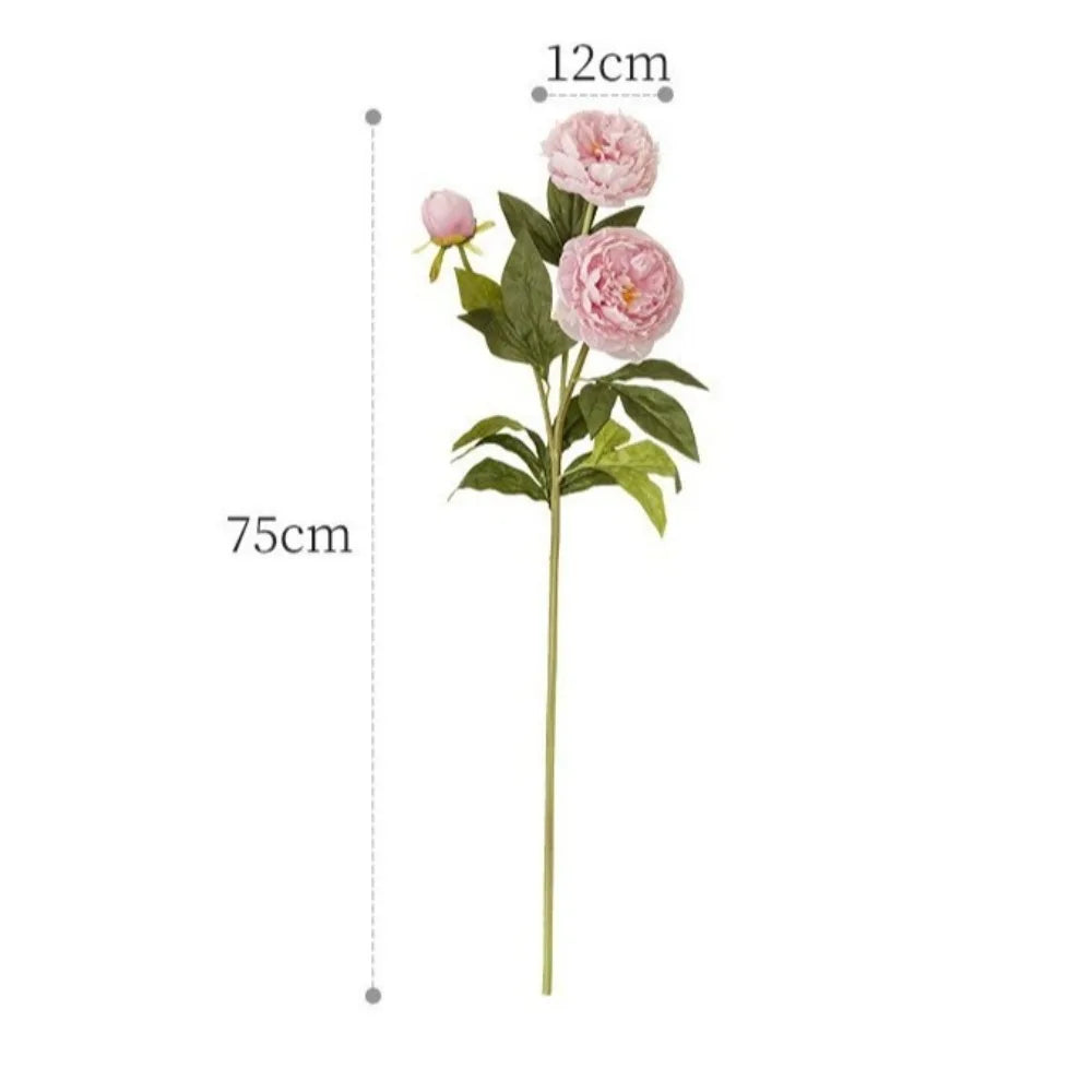 75cm Artificial Peony Silk Bouquet – 3 Heads Long Stem Decor Artificial Silk Flowers Nixie