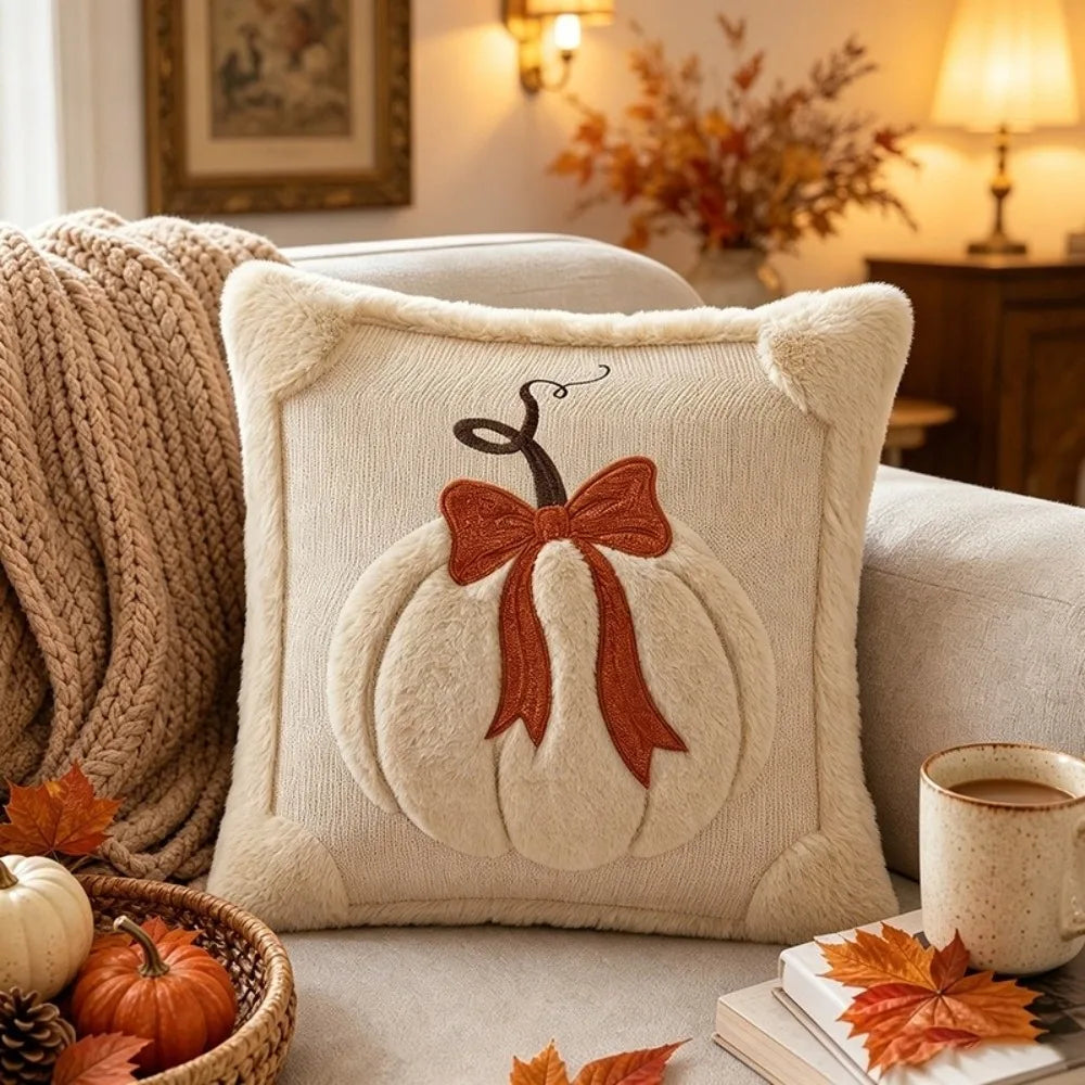 Halloween Pumpkin Tufted Throw Pillow Cover 45x45cm Fall Decor