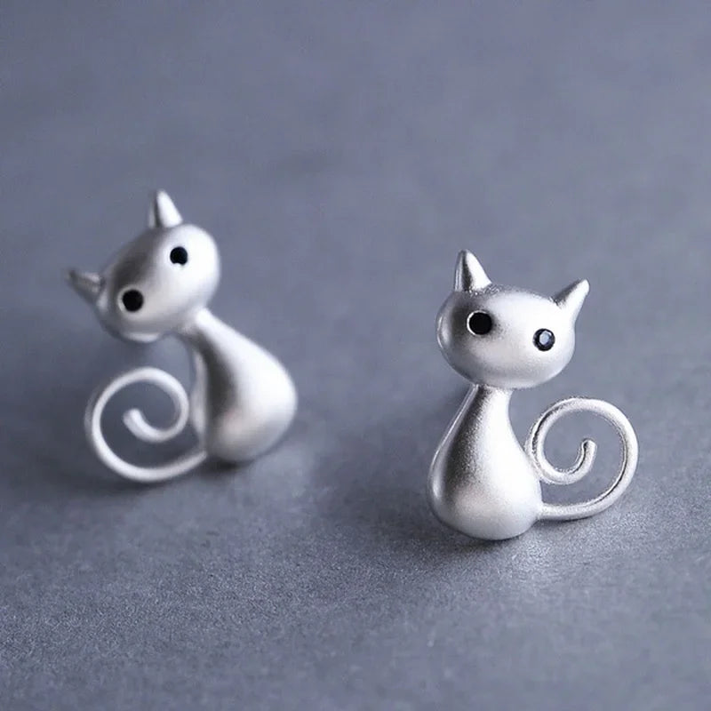2Pcs Cute Cat Ear Stud Earrings – Silver-Plated Fashion Jewelry Stud Earrings Nixie