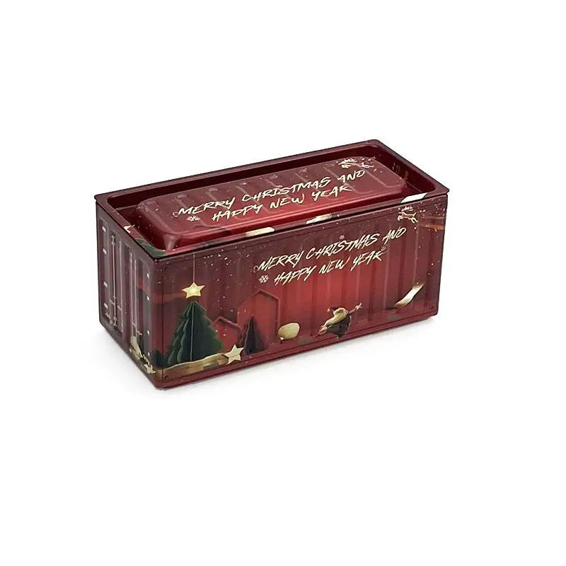 Christmas Tin Storage Box – Vintage Festive Metal Organizer Holiday Tin Storage Box Nixie A2
