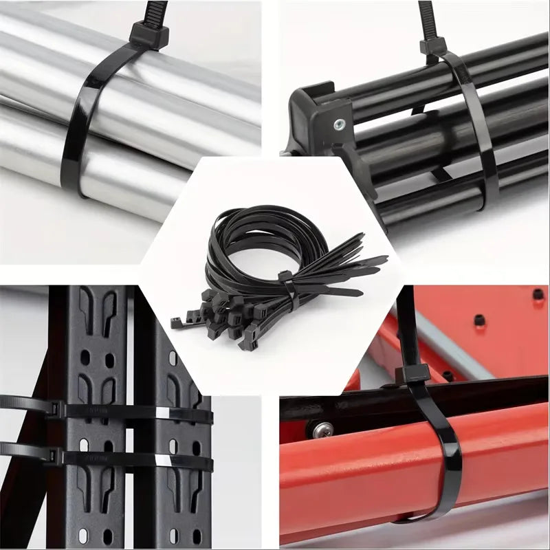 250pcs 8MM Heavy Duty Black Nylon Cable Zip Ties – Water Resistant Nylon Cable Ties Nixie