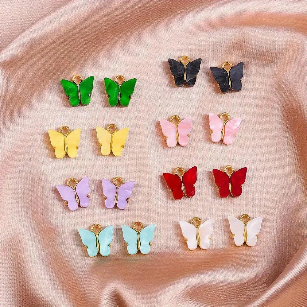 10Pcs Multicolor Acrylic Butterfly Charms for DIY Jewelry Making Jewelry Making Charms Nixie