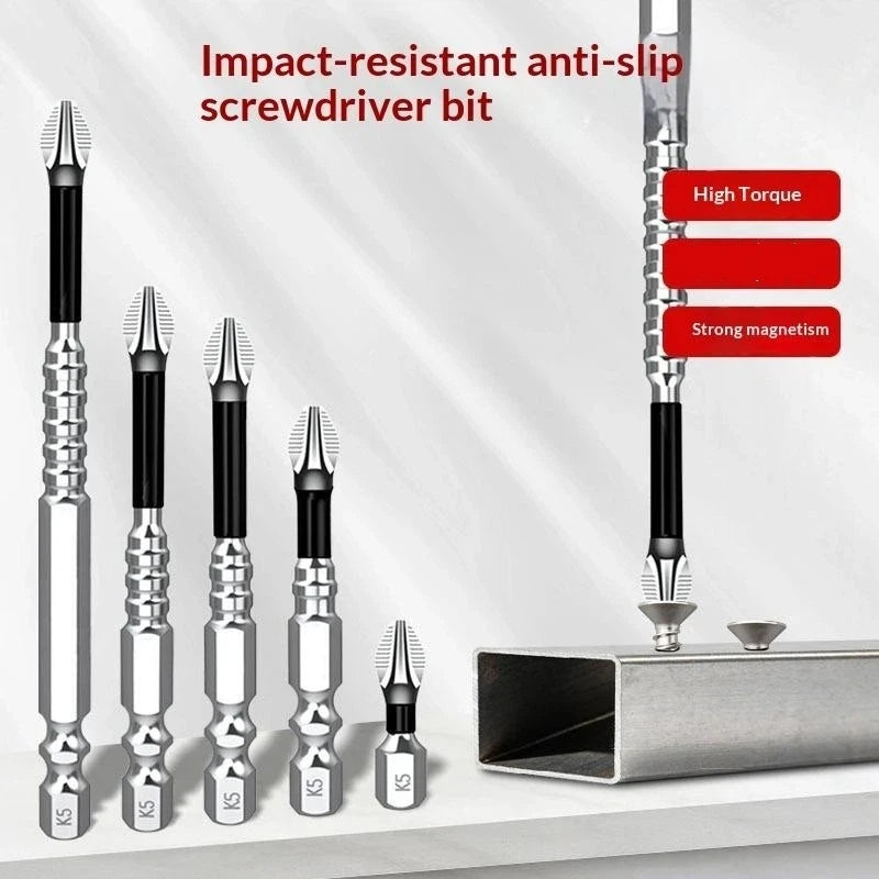 K5 Magnetic Screwdriver Bits Set – Anti-Slip S2 Steel, 6 Sizes