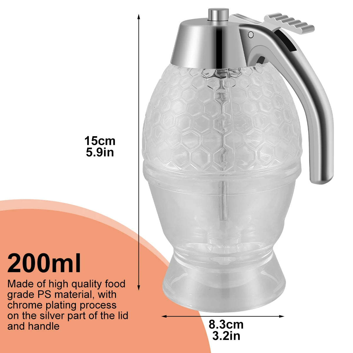 Diamond Glass Honey Dispenser 200ml – Drip-Free Jar with Stand Honey Dispenser Jar Nixie plastic style