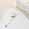 Star Moon Stainless Steel Choker Necklace | Minimalist Choker Necklace Nixie XL1470-003