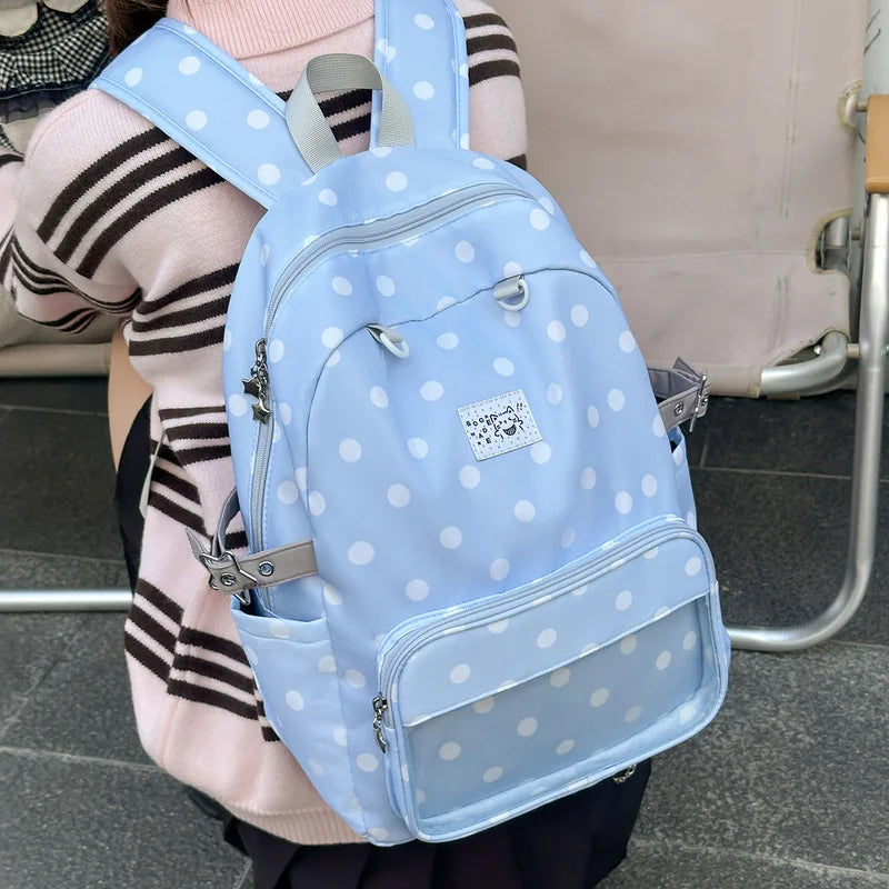 Korean Polka Dot Backpack for Girls | Large Capacity Nylon Bag Girls Backpack Nixie