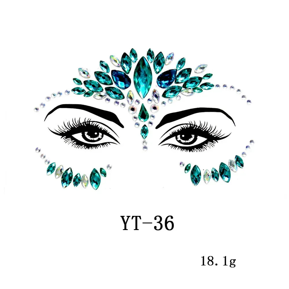 3D Crystal Rhinestone Face Stickers – Festival & Masquerade Face Gem Stickers Nixie 2 China Mainland