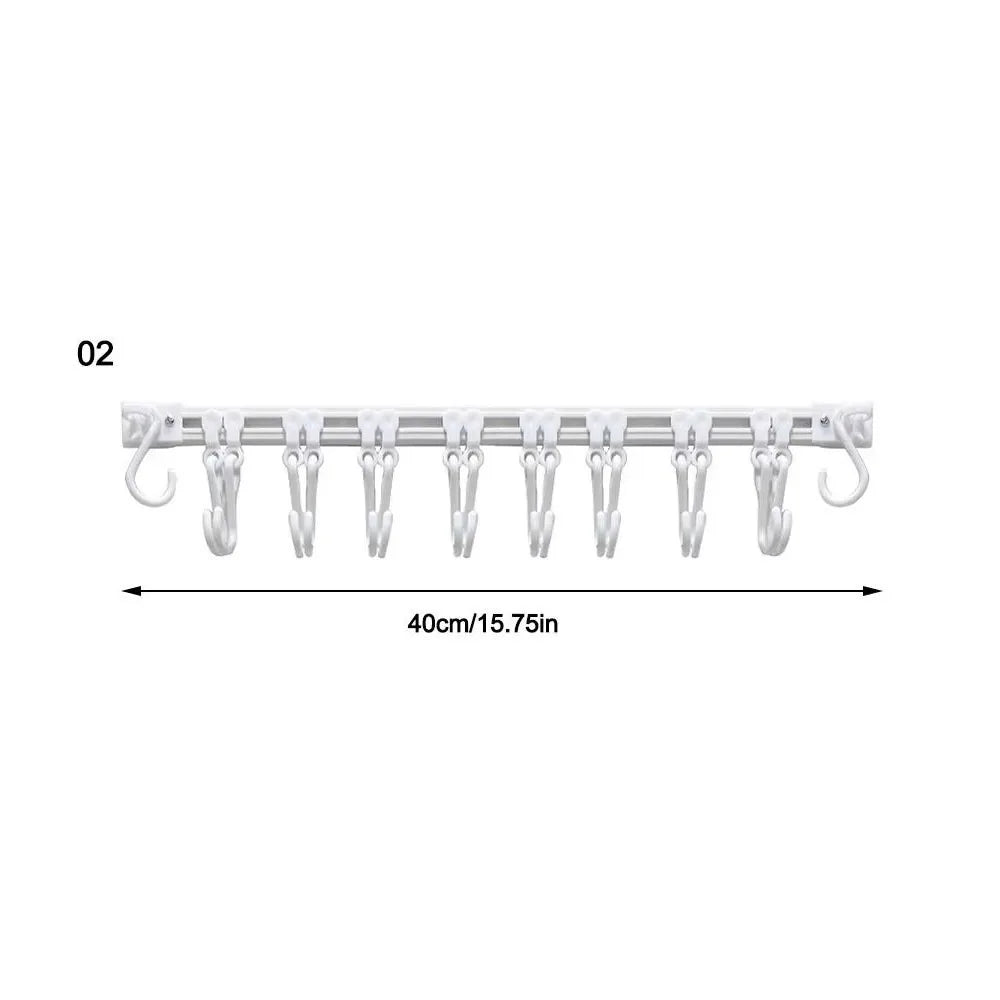No-Drill Adhesive Sliding Hook Rail Cabinet Organizer