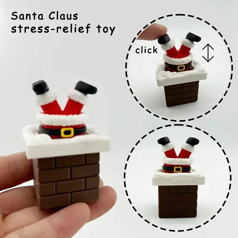3D Santa Claus Chimney Clicker Toy Christmas Desk Ornament