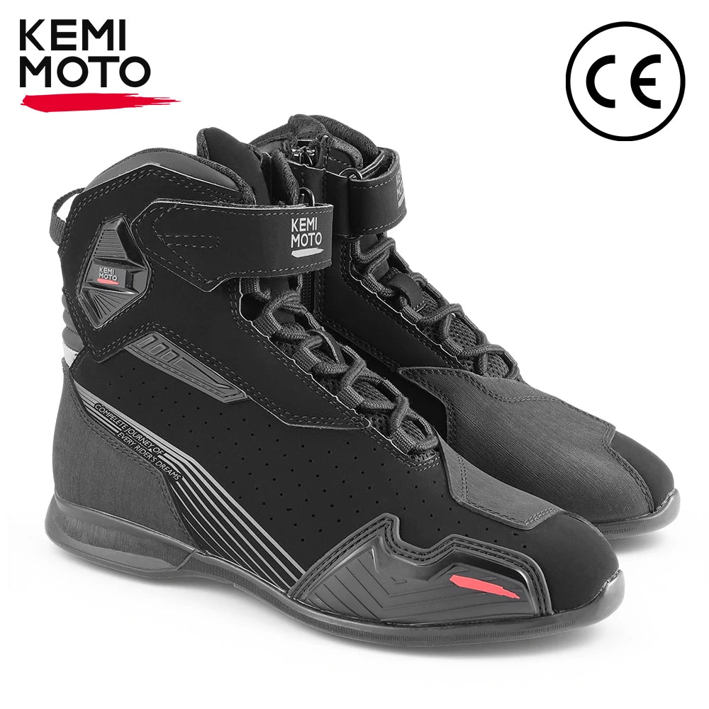KEMIMOTO Men's Motorcycle Ankle Boots – CE Certified, Suede Motorcycle Ankle Boots Nixie