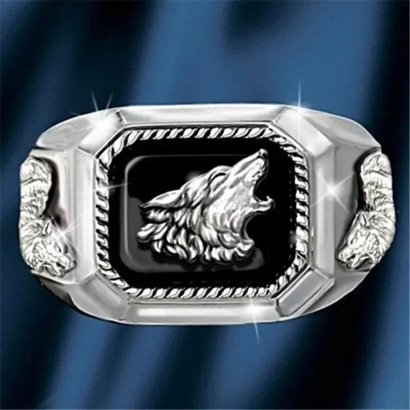 Men's Silver Wolf Ring – Punk Fashion Jewelry Sizes 6–13 Fashion Ring Nixie