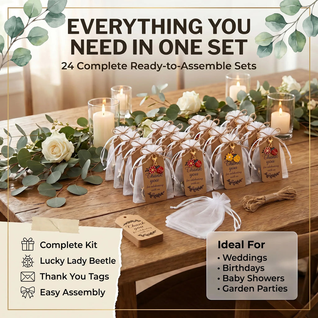 24 Ladybug Keychain Party Favors – Wedding & Birthday Sets Party Favor Set Nixie