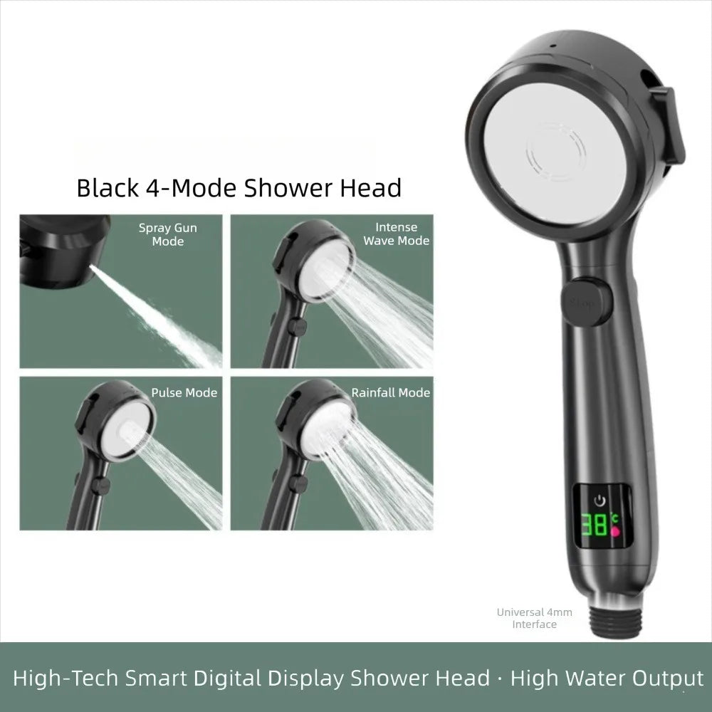 High Pressure Handheld Shower Head LED Temperature Display