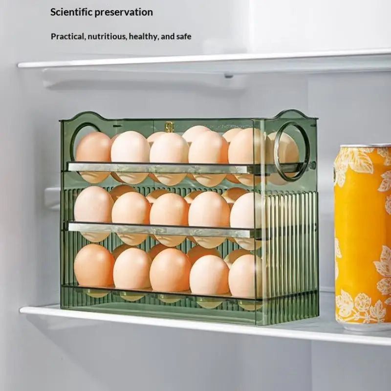 30-Grid 3-Layer Auto-Flip Egg Storage Container for Fridge Egg Storage Container Nixie