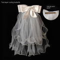 White Tulle Bridal Veil with Pearls & Clip – 21.6 Inch