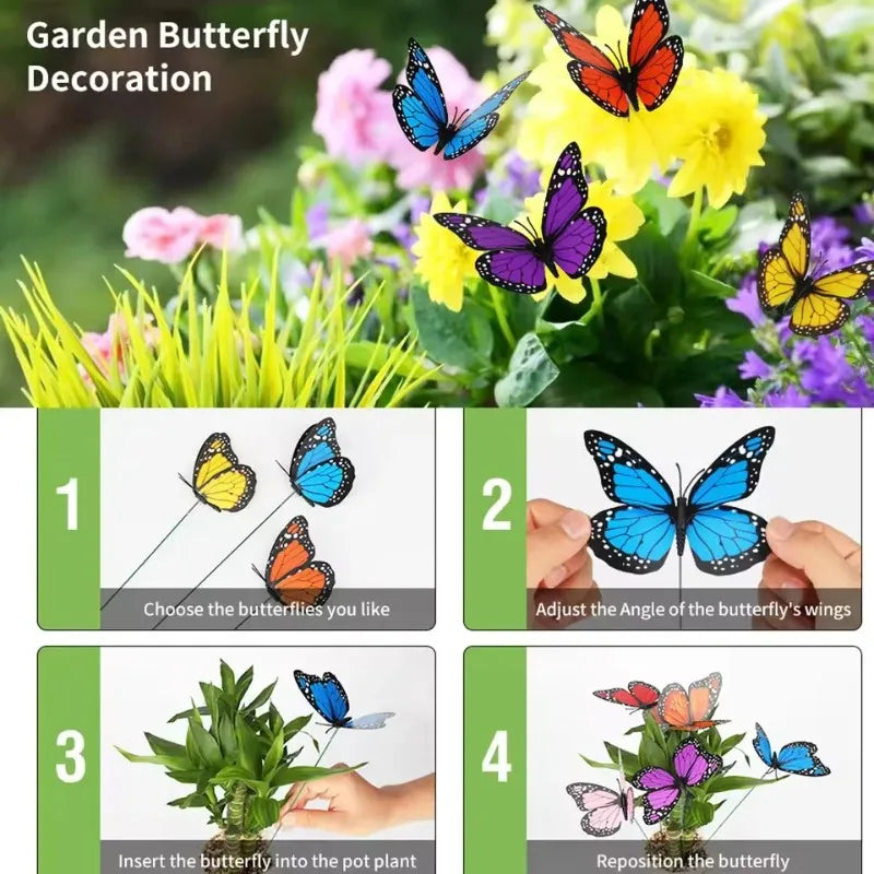 10pcs 3D Butterfly Garden Stakes – Yard & Flower Pot Decor Garden Decoration Stakes Nixie