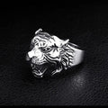 Tiger Head Adjustable Biker Ring | Zinc Alloy Retro Punk Style Fashion Ring Nixie resizable WHITE