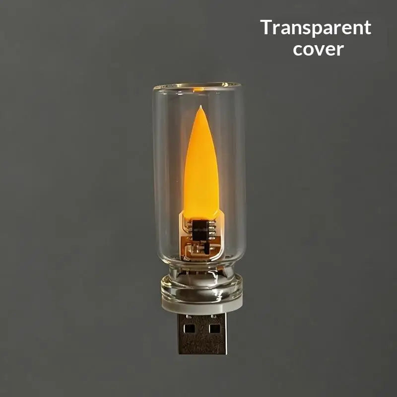 USB LED Flickering Flame Glass Candle Night Light | Home Decor