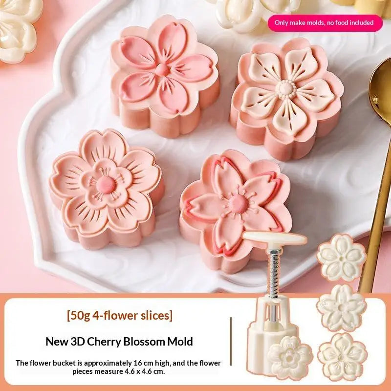 Cherry Blossom Mooncake Mold Press | Non-Stick Food Grade Mooncake Baking Mold Nixie A2