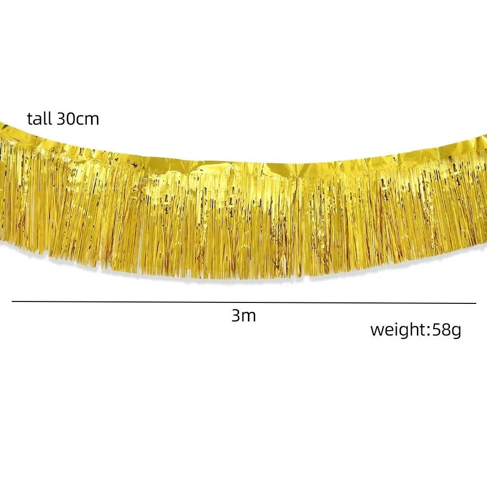 3M Metallic Foil Fringe Garland – Glitter Party Backdrop Banner Party Fringe Garland Nixie