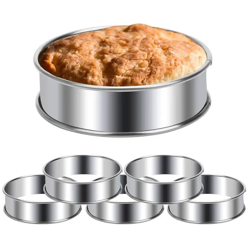 6PCS Stainless Steel Crumpet Baking Rings – Nonstick Mold Set Baking Mold Rings Nixie