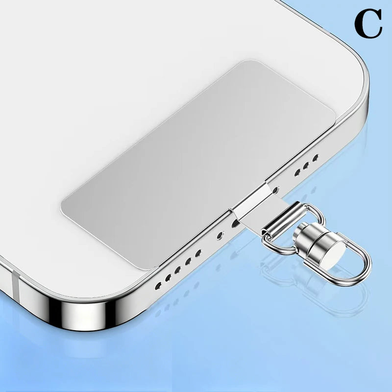 Steel Phone Lanyard Clip Gasket Patch – 360° Metal Strap Phone Lanyard Clip Nixie C Silver