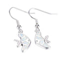 White Simulated Opal Silver Fish Dangle Hook Earrings Dangle Drop Earrings Nixie WHITE