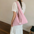 Korean Floral Embroidery Tote Bag – Large Shoulder Handbag