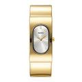 Women's Vintage Bracelet Quartz Watch | Oval Silver Dial Bracelet Watch Nixie Gold