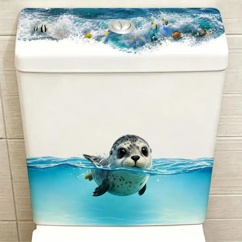 Sea Seal Toilet Tank Sticker – Waterproof Ocean Bathroom Decal Bathroom Decor Sticker Nixie