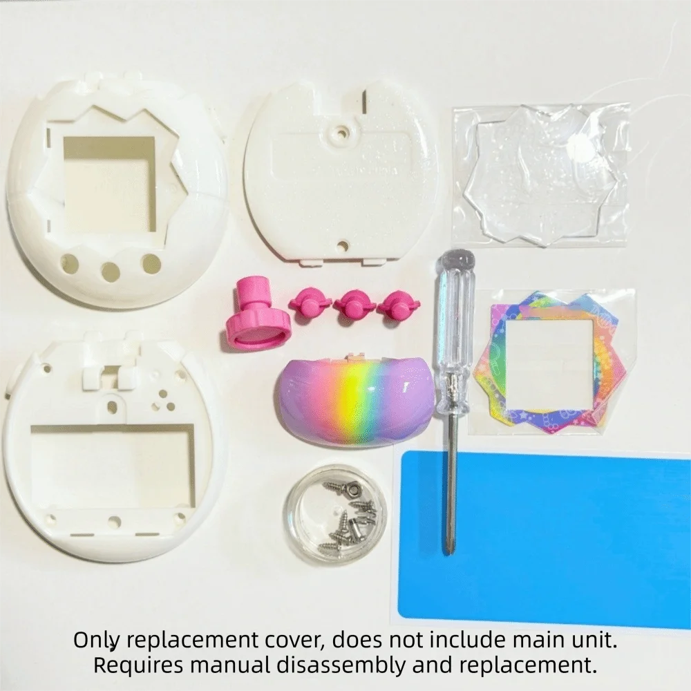 Rainbow Glitter Hard Shell for Tamagotchi Paradise – DIY Case Replacement Shell Kit Nixie 1 set Need Disas