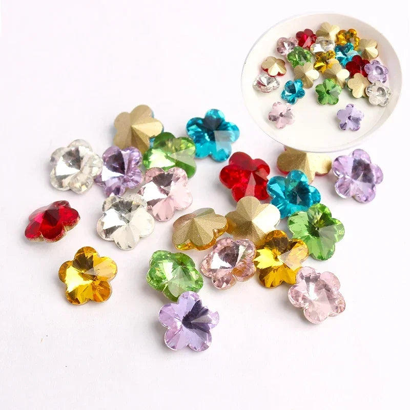 8mm 3D Flower Nail Rhinestones Crystal Gems Nail Art Charms 10Pcs Nail Art Rhinestones Nixie