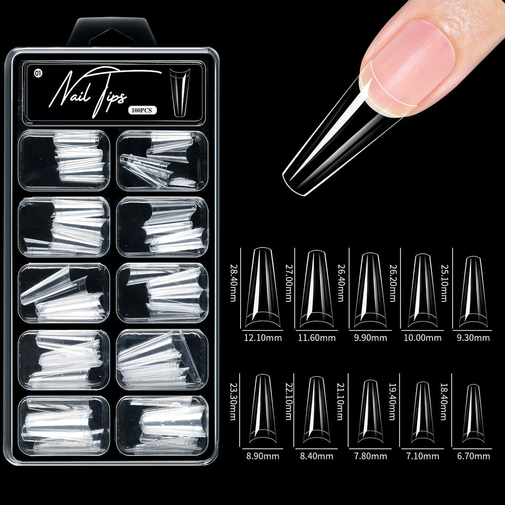 100Pcs Matte Press On Nails Half & Full Cover Acrylic Tips Press On Nails Nixie 01