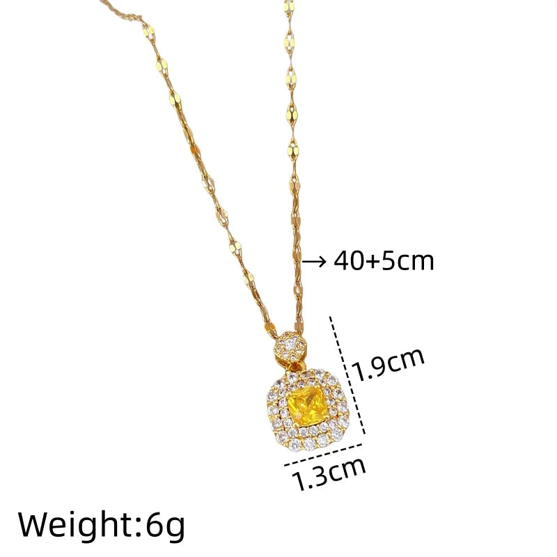 Geometric Pendant Clavicle Necklace Gold Stainless Steel Pendant Necklace Nixie XL2606-382
