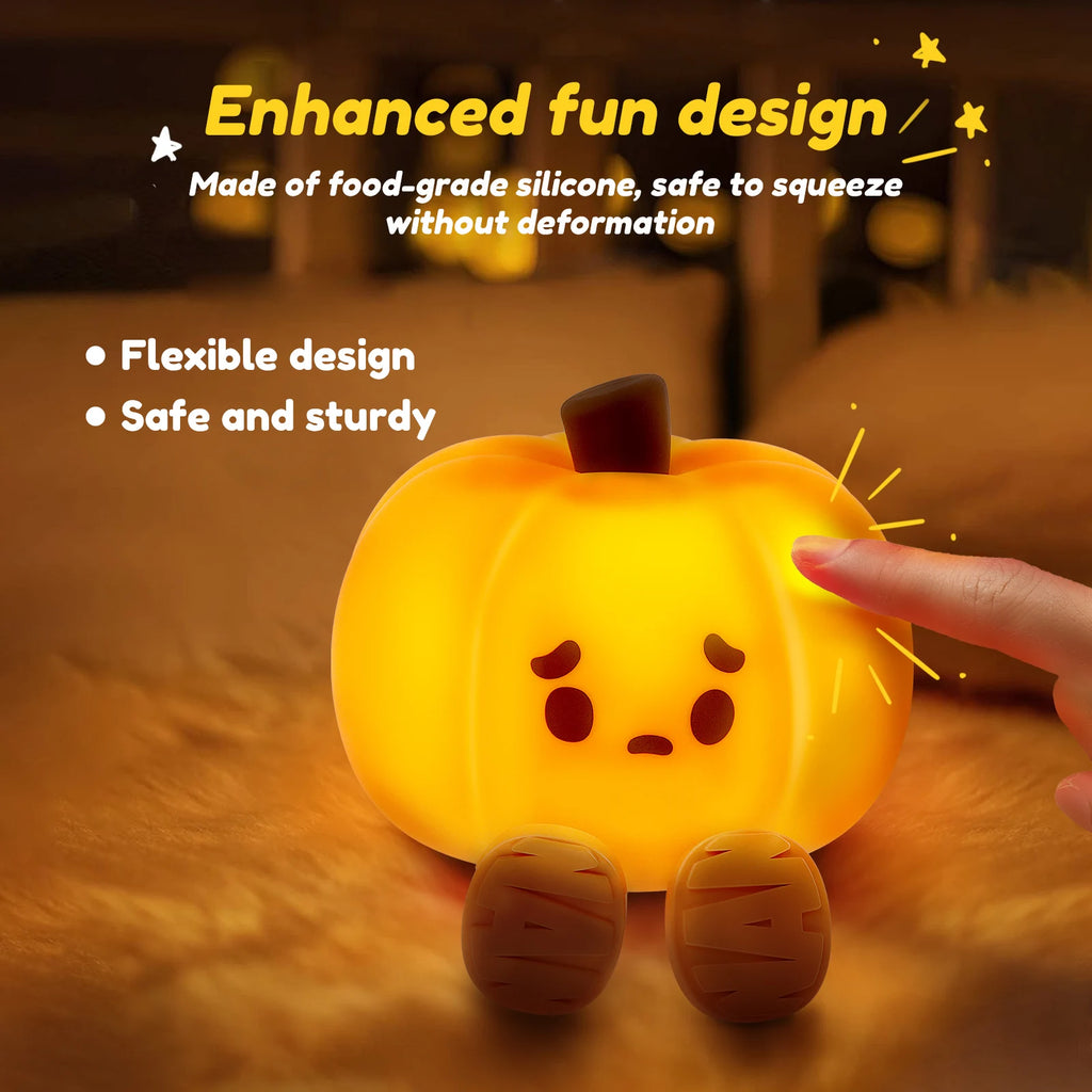 Pumpkin Silicone Night Light & Phone Stand – 3-in-1 LED Silicone Night Light Nixie