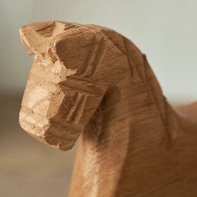 Hand-Carved Wooden Rocking Horse Figurine – Home Décor Gift Decorative Figurine Nixie
