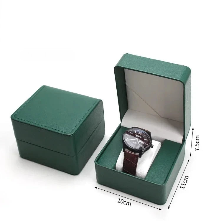 PU Leather Single Watch Box – Display Case & Travel Organizer Watch Storage Box Nixie green