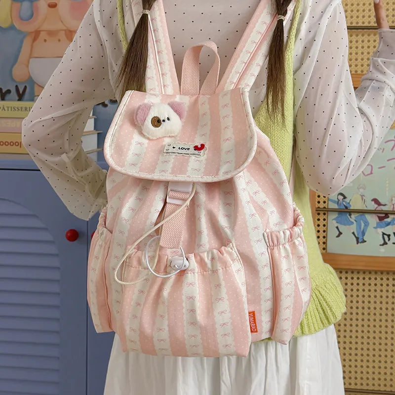 Striped Mini Drawstring Backpack for Women | Travel & School Mini Drawstring Backpack Nixie
