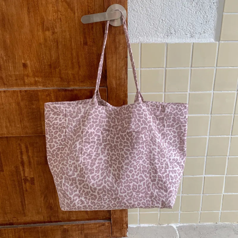 Leopard Print Canvas Tote Bag – Large Capacity Women's Bag Canvas Tote Bag Nixie