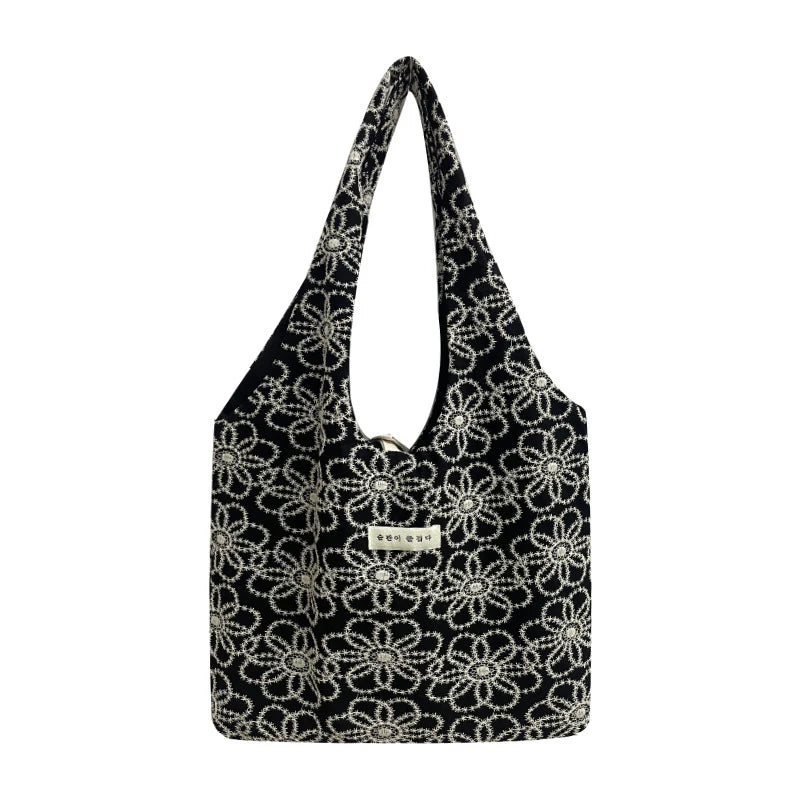 Embroidered Floral Bucket Tote Bag – Women's Shopping Bag Floral Tote Bag Nixie