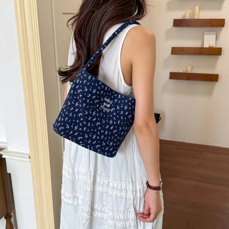 Plaid Floral Bucket Bag – Large Capacity Women's Crossbody Bucket Shoulder Bag Nixie