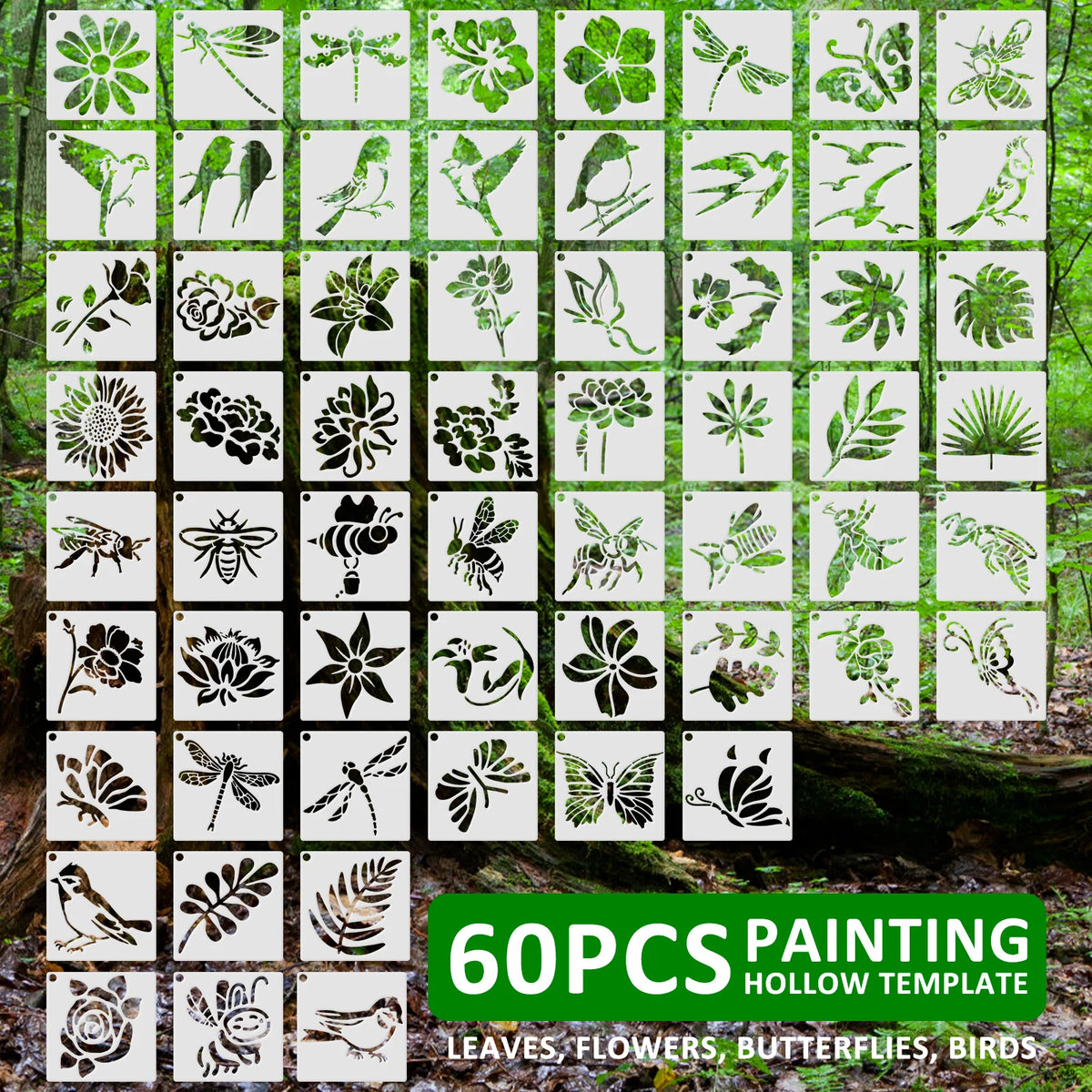 6-Piece Botanical Wall Stencil Kit – Fern, Floral & Leaf DIY DIY Craft Stencil Set Nixie Style 3
