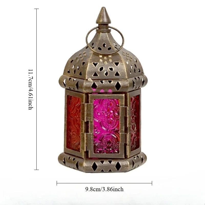 Moroccan Hanging Glass Candle Lantern | Iron Pendant Stand Candle Lantern Nixie