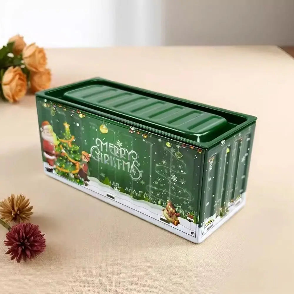 Vintage Christmas Tin Box | Retro Industrial Mini Storage