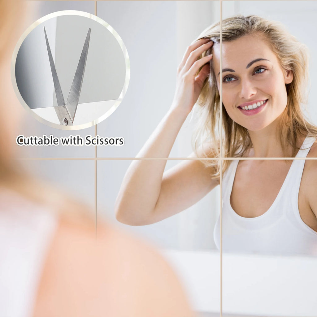 Self-Adhesive Mirror Wall Stickers – Flexible DIY Tiles 10/40Pcs