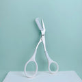 Pink Eyebrow Scissors with Built-In Comb – Stainless Steel Eyebrow Grooming Scissors Nixie WHITE