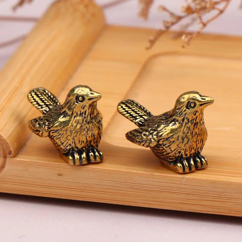 4pcs Mini Brass Bird Ornaments for Outdoor Birdbaths & Bowls