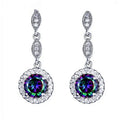 Round Glass Mystic Rainbow Stud Earrings – Vintage Style Stud Earrings Nixie Cubic zirconia
